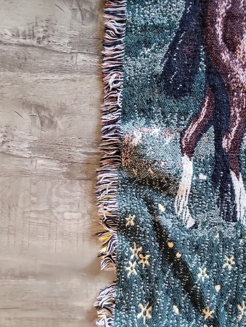 Vintage 90s Horse & Foal Farm Tapestry Throw - Green, Brown, White